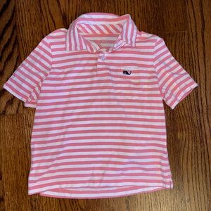 Vineyard Vines Pink and White Striped Kids Polo